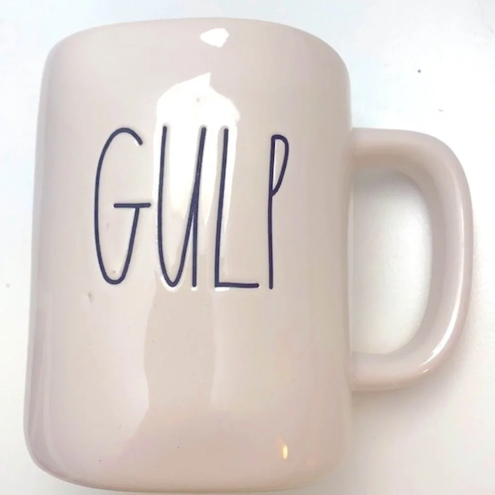 NWOT Rae Dunn Artisan Collection by Magenta White & Black “Gulp” Coffee Mug